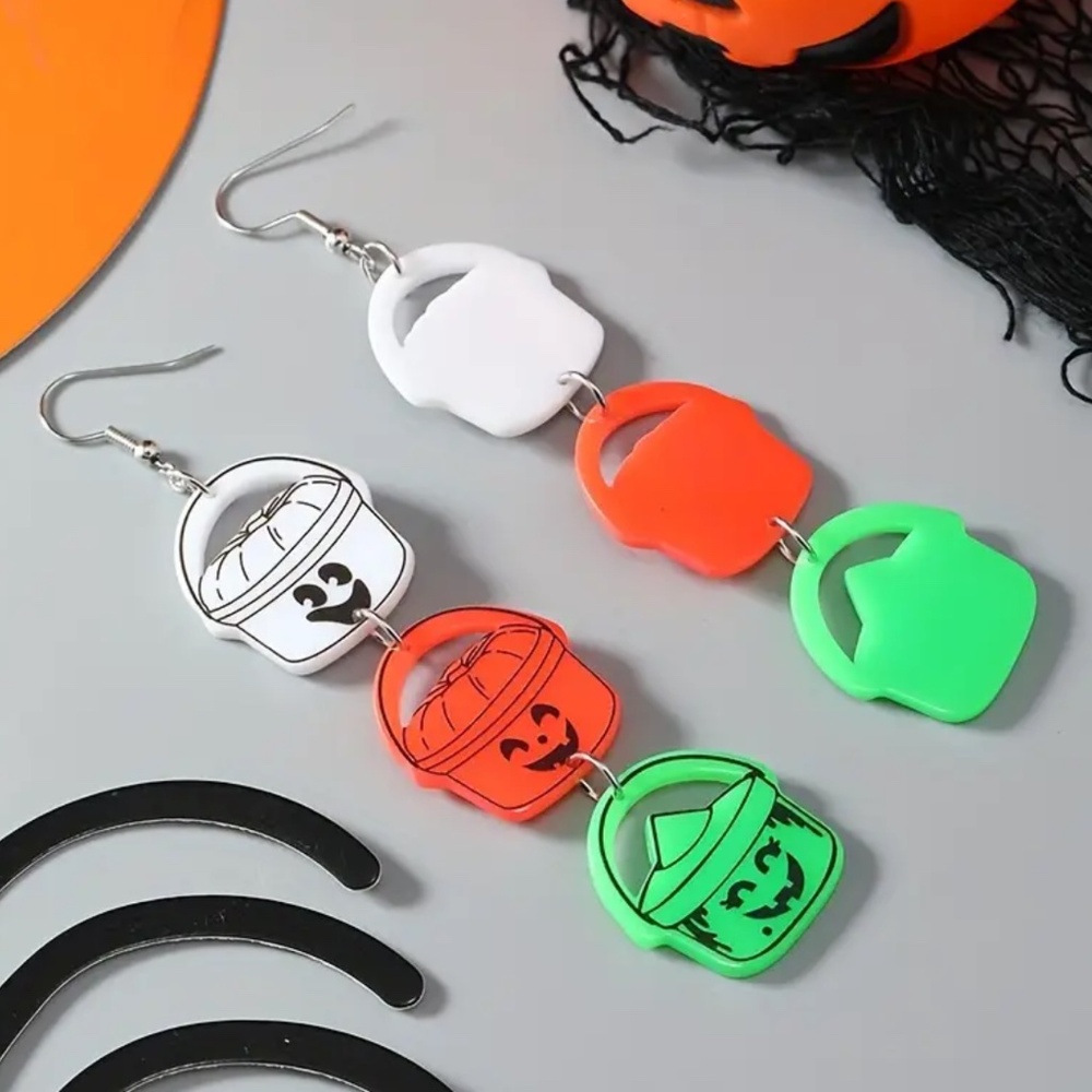 NEW! Vintage McDonald’s Halloween Happy Meal Trick or Treat Bucket Earrings! - Picture 2 of 4